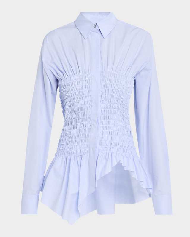 Smocked Long-Sleeve Shirt